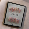 Clear Pink Butterfly Coffin - Press On Nails
