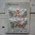 Coffin Cloud Marble with Gold Butterfly & Florals - Press On Nails (Medium)