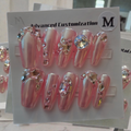 Coffin Pink Chrome with Holographic Gems - Press On Nails (Medium)