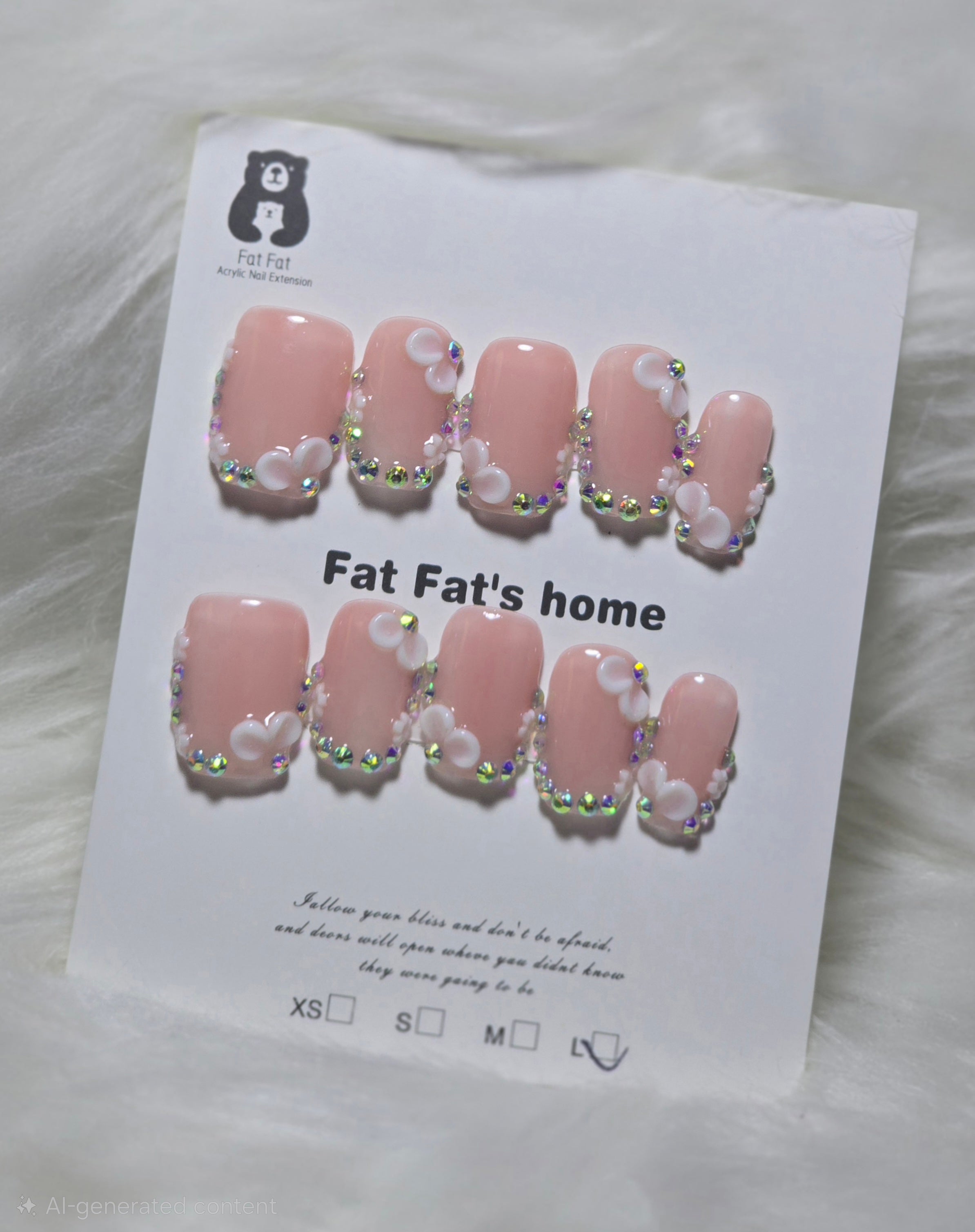 Pink Floral Gem Press-On Nail Set
