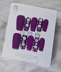 Deep Purple 3D Floral Crystal Nails - Medium