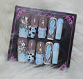 Blue Brown Leopard Butterfly Plaid Nails