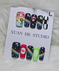 Super Mario Rainbow Road Star Mushroom Nails