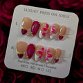 French Tip Fuschia Floral - Press On Nails