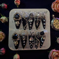 Gothic Black Ombre Stiletto Chains & Crosses - Press On Nails