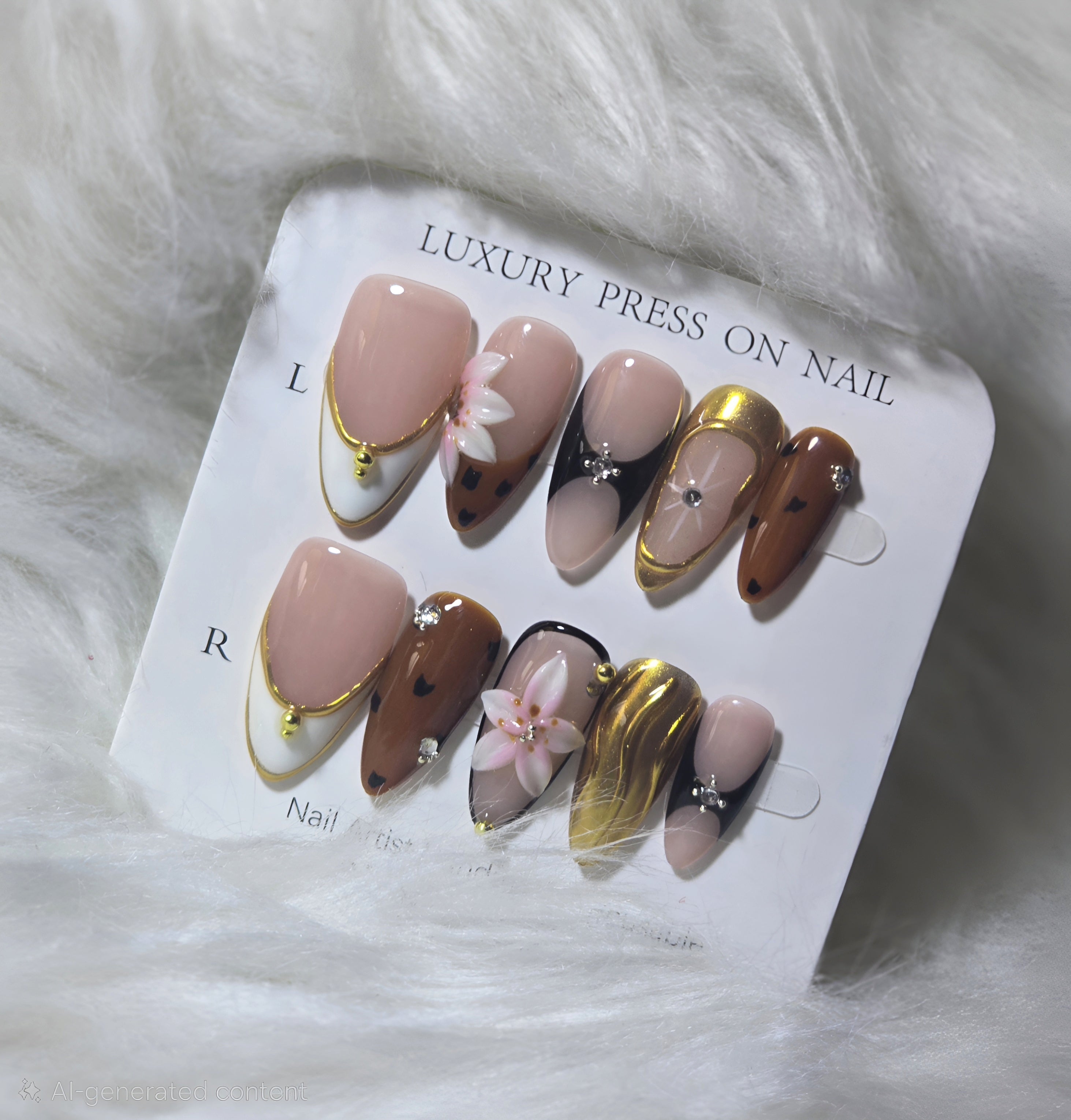 Luxury Gold Chrome Nail Set - Opulent Boss