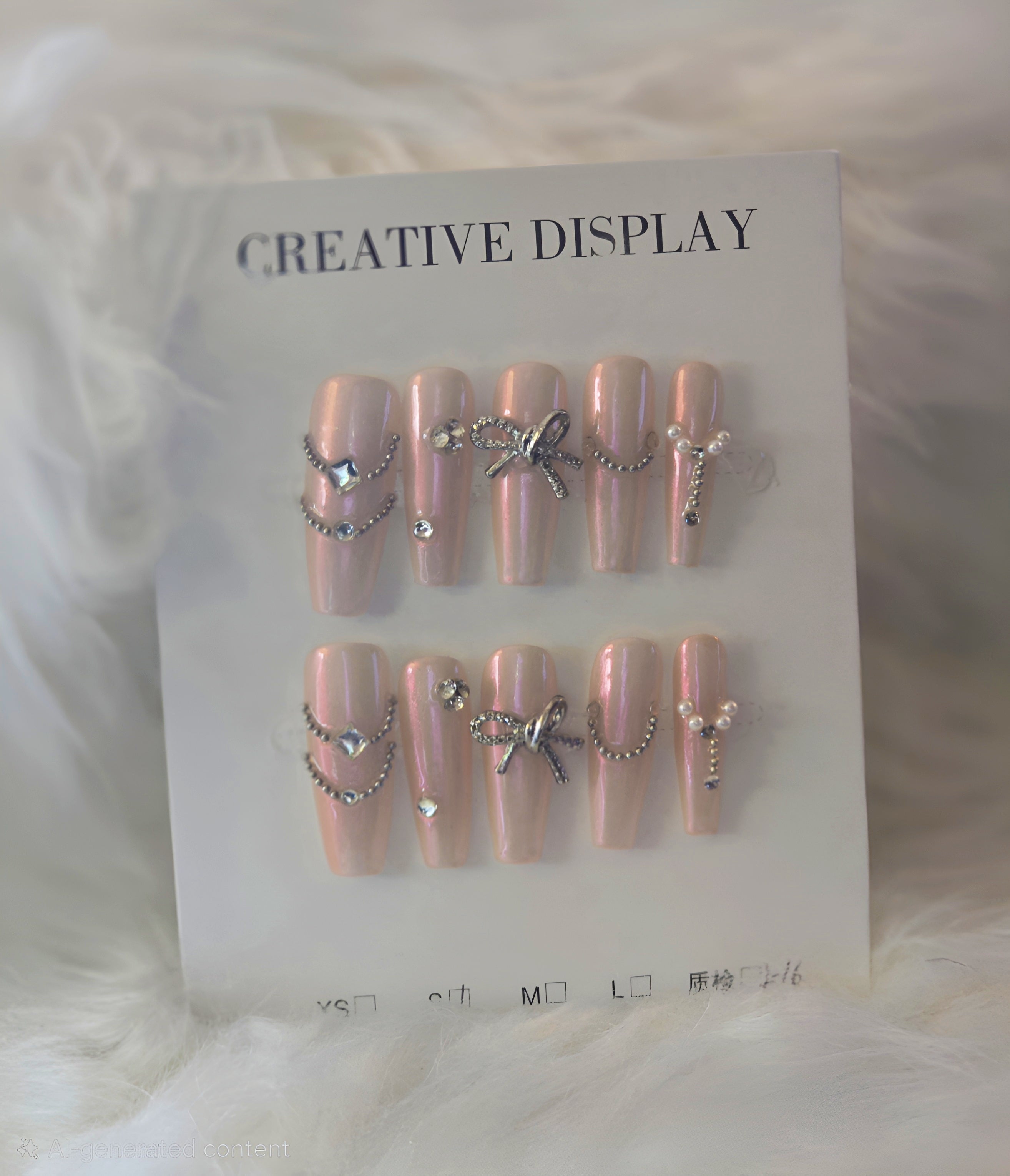 Iridescent Chrome Bow Nail Set - Prismatic Queen