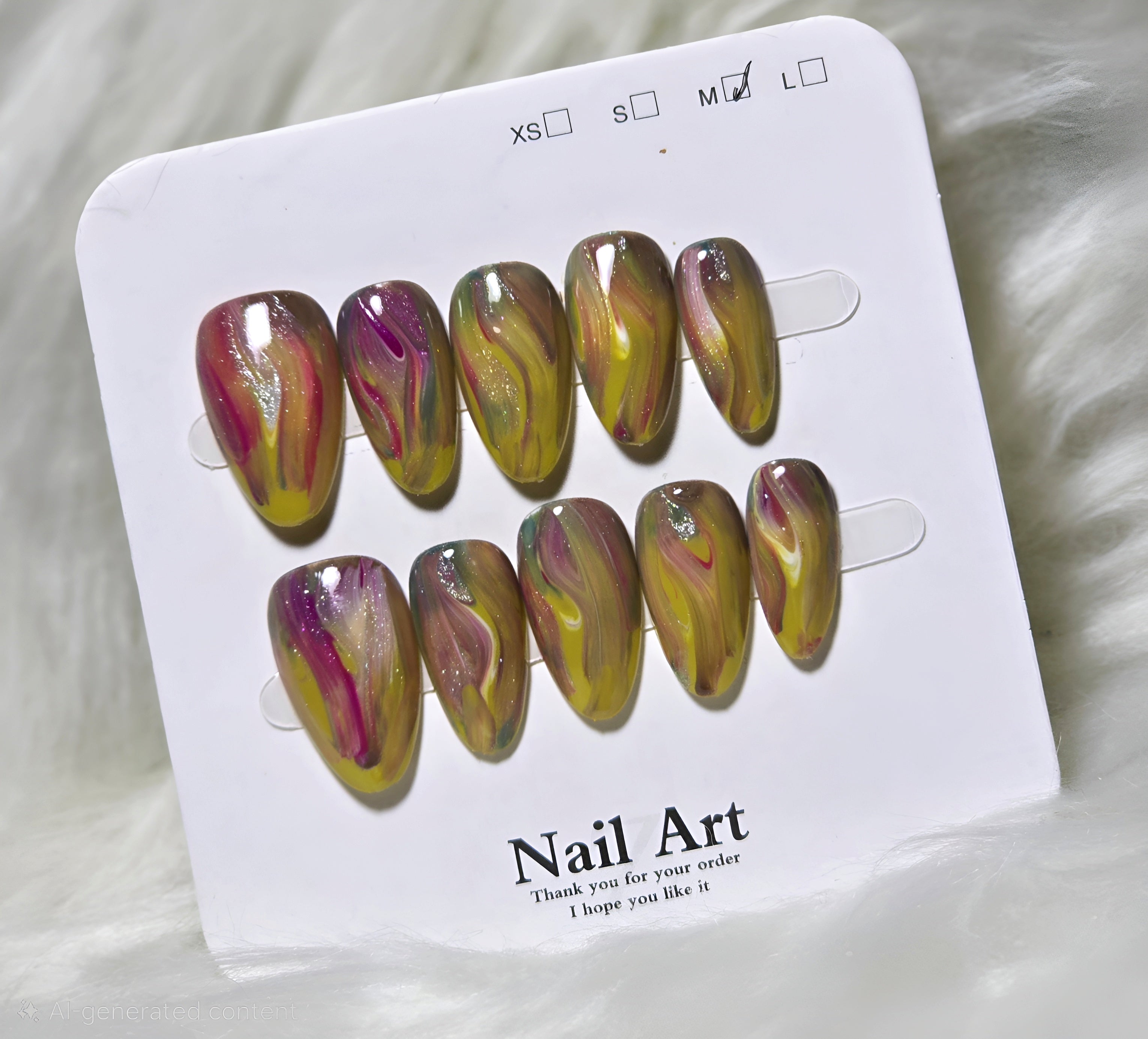 Autumn Flame Marble Press-On Nail Set
