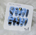 Blue Designer Logo Luxe Nails - Medium