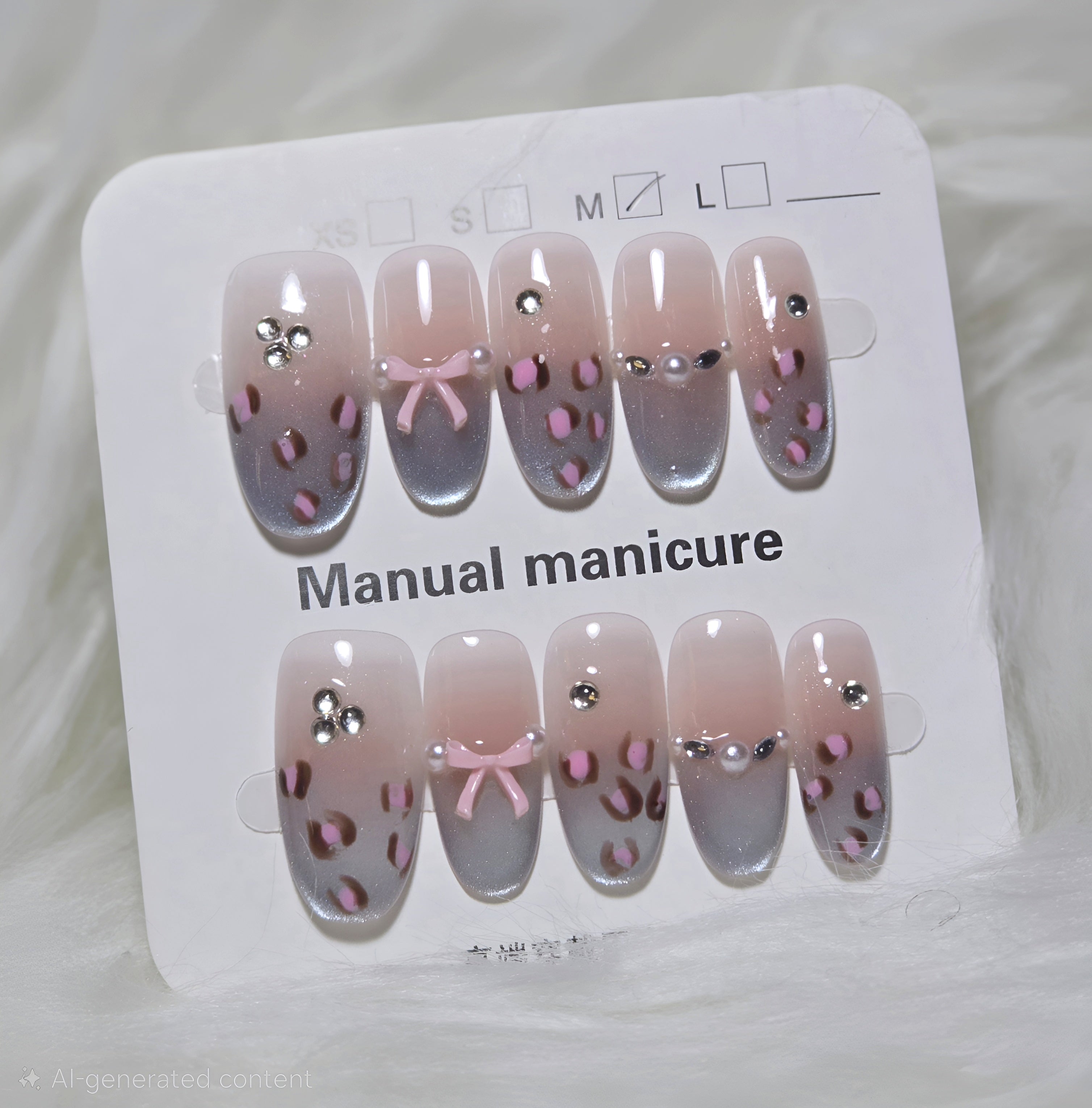 Pink Leopard Bow Press-On Nail Set