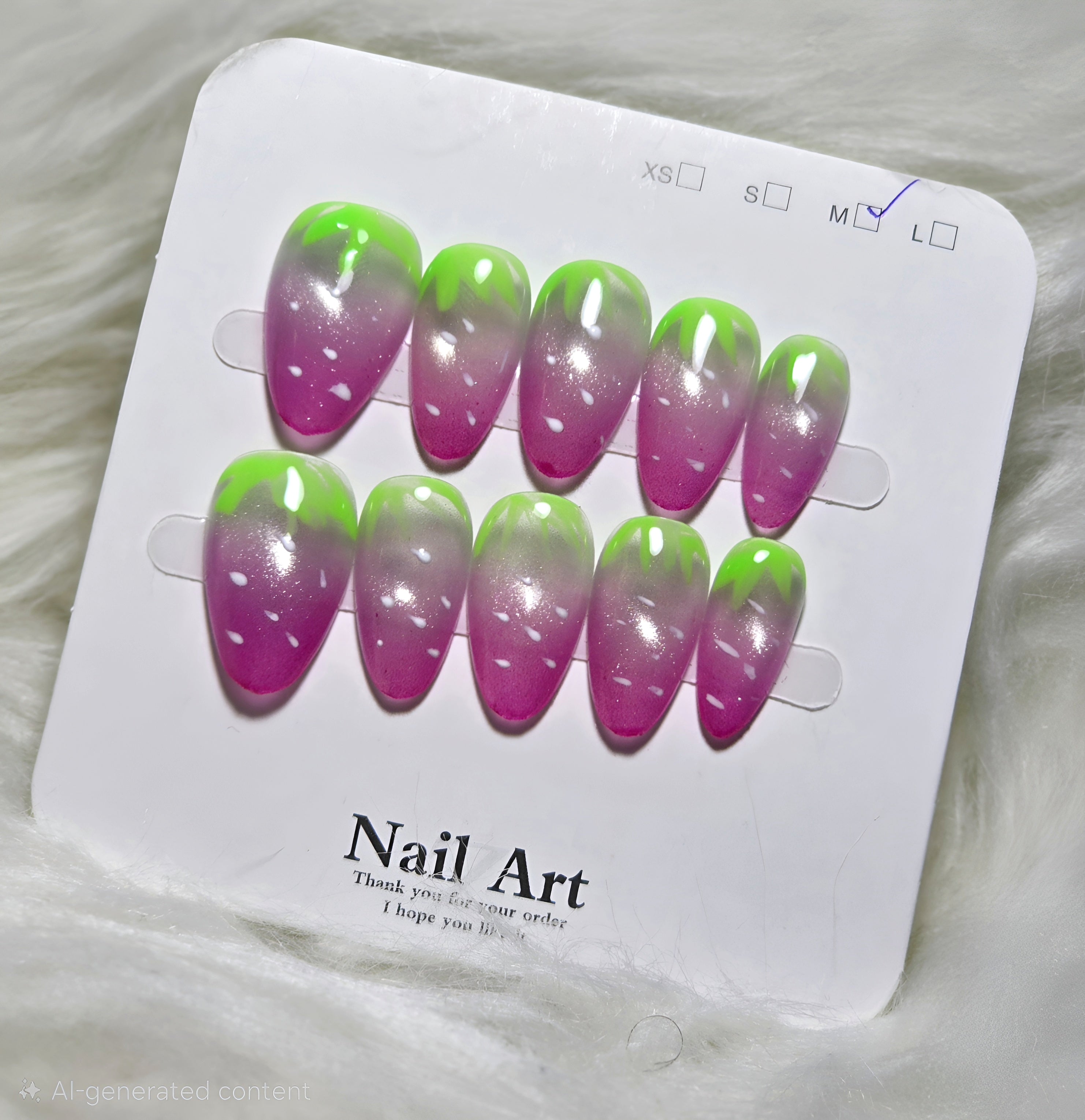 Strawberry Glitter Press-On Nail Set