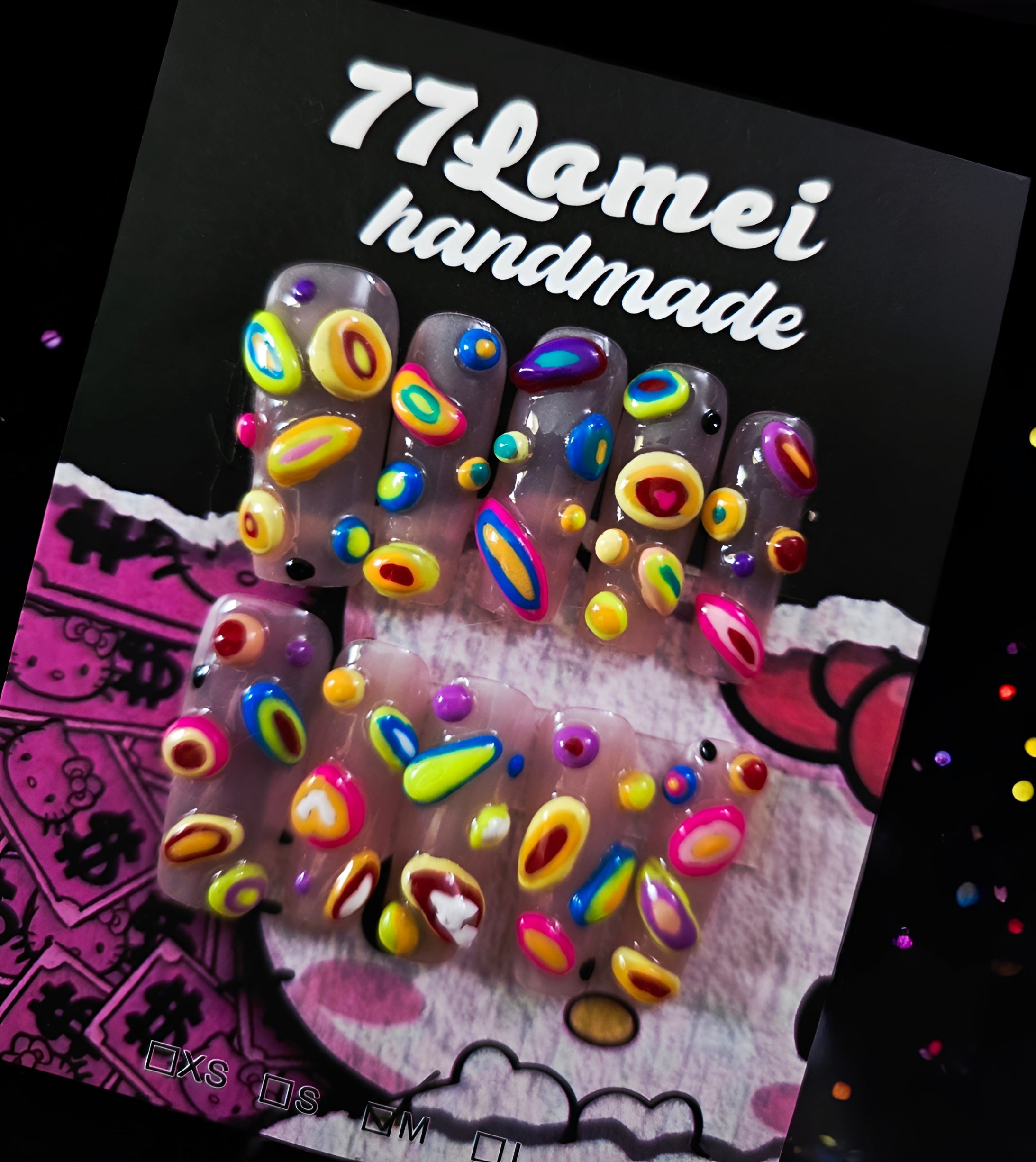 Translucent Rainbow Bubble Dots - Press On Nails