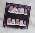 Nude Pink 3D Flower Gold Stud Nails