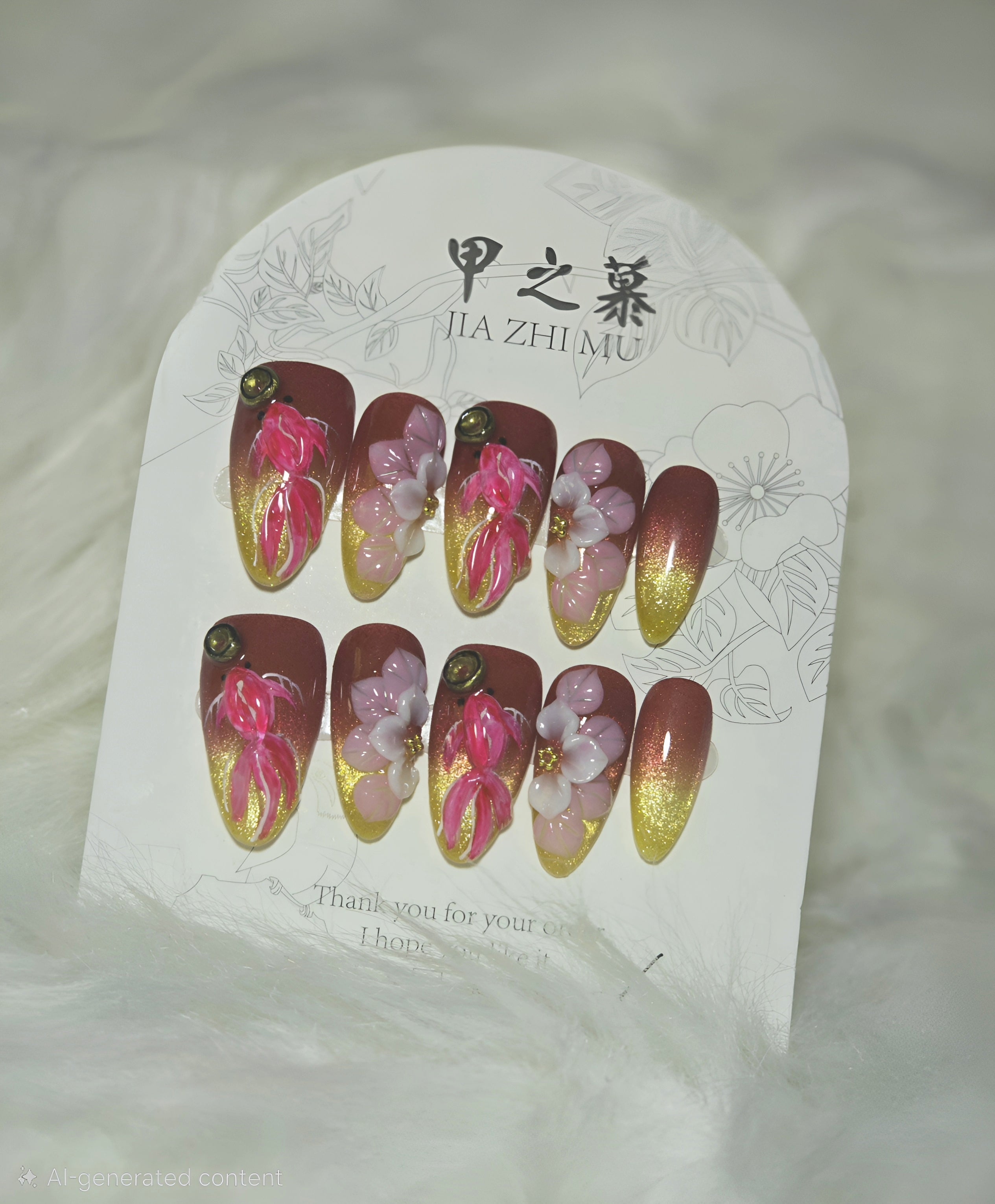 Jia Zhimu Floral Flame Press-On Nail Set