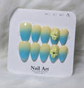Blue Yellow Ombre Flower Press-On Nail Set