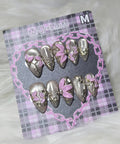 Silver Butterfly Garden Nails