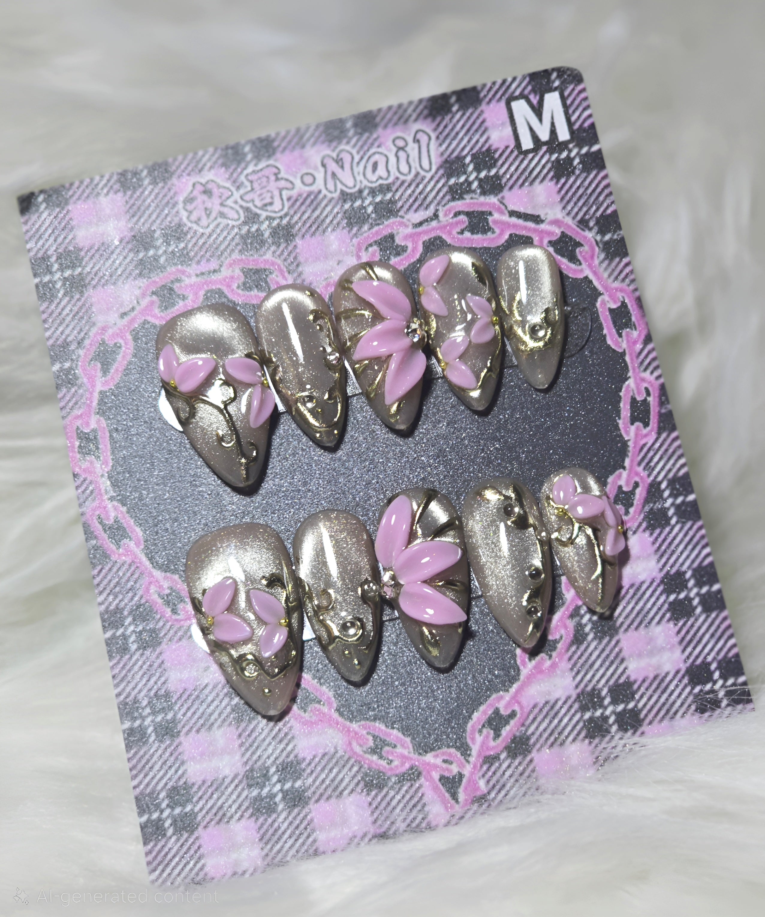 Silver Butterfly Garden Nails
