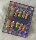 Rainbow Tie-Dye Cow Print Heart Nails - Medium