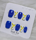 Blue Yellow Crown Press-On Nail Set
