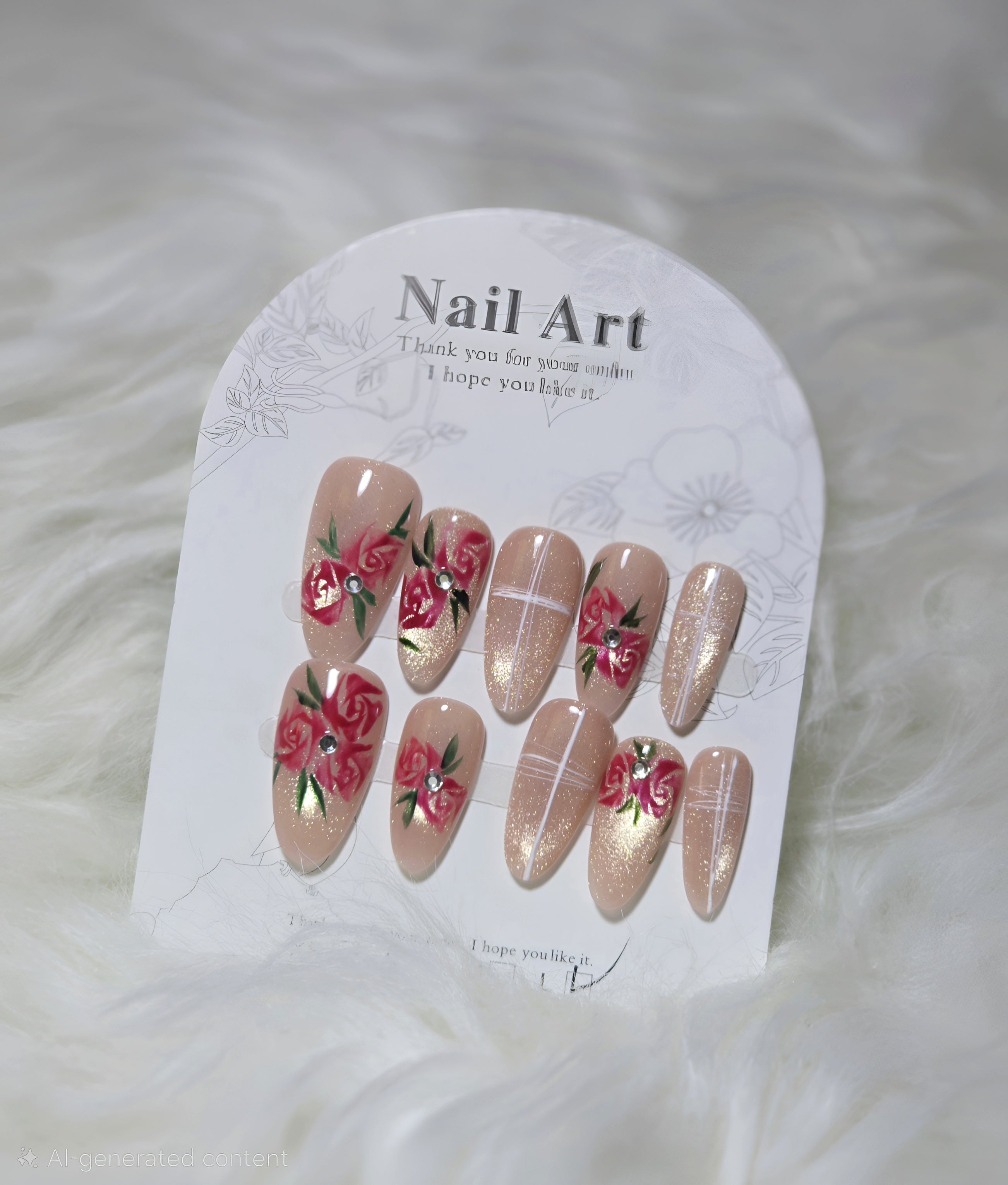 Rose Bloom Elegance Press-On Nail Set