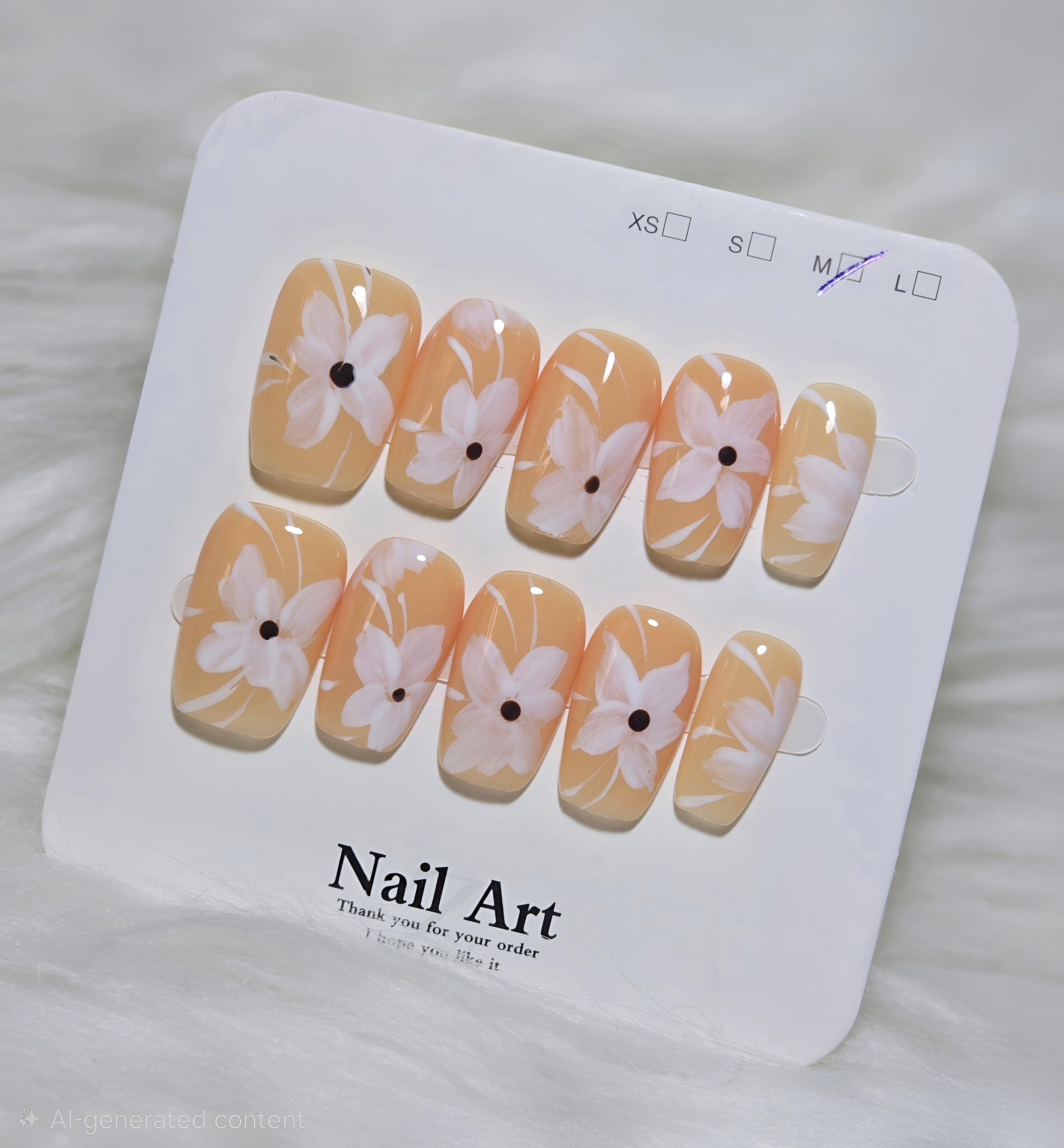 Peachy Daisy Nails