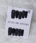 Black Silver Detail Nail Set - Dark Reign