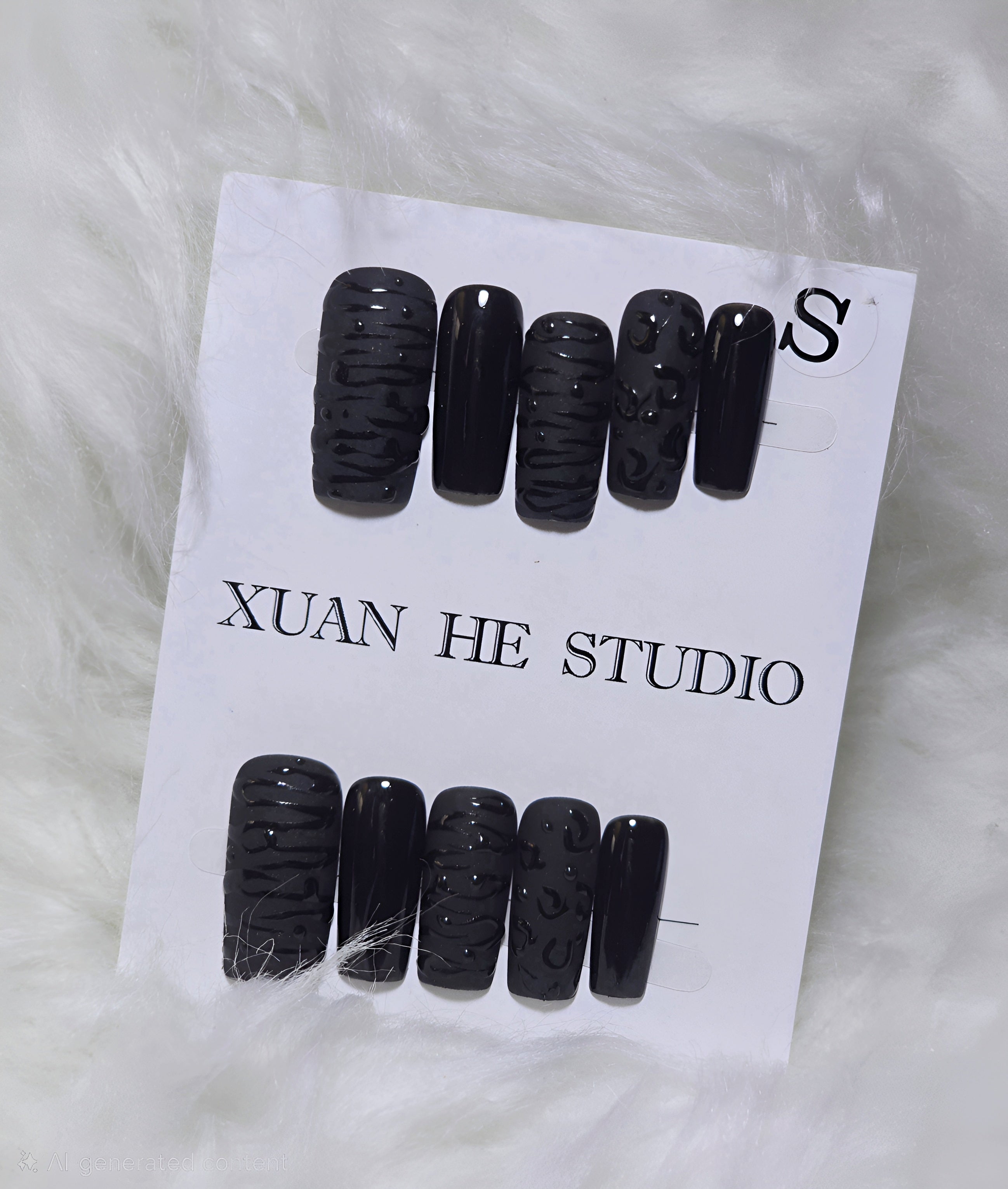 Black Silver Detail Nail Set - Dark Reign
