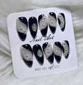 Black Grey Ombre Silver Glitter Crystal Nails