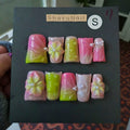 Small Duck Press-On Nails - Pink Yellow Ombre Floral