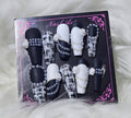 Black White Pearl Chain Flower Nails