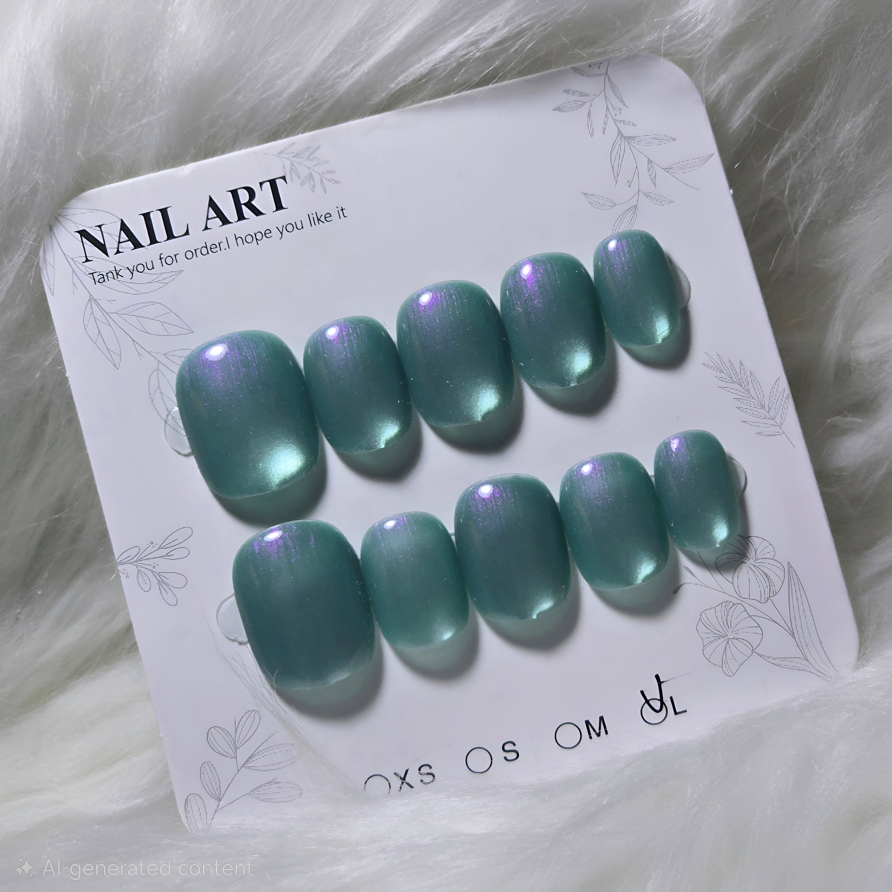 Teal Cat Eye Press-On Nail Set