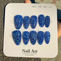 Blue Glitter Sugar Nails - Press On Nails