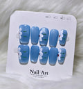 Blue Daisy Charm Press-On Nail Set