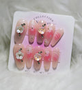 Pink Ombre Shell Flower Blossom Nails - Small
