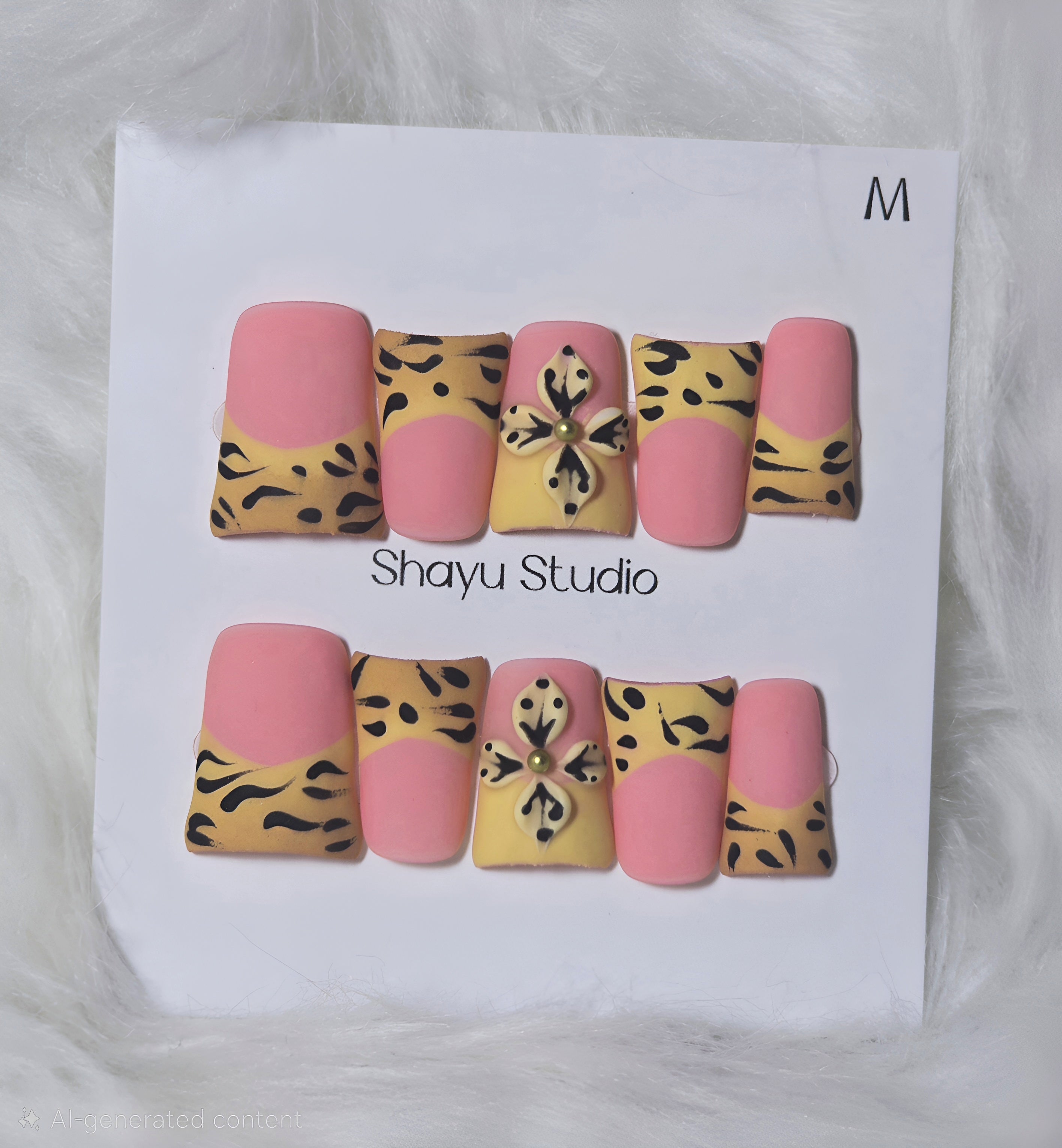 Pink Leopard Print Bow Duck Nail Set - Wild Blush