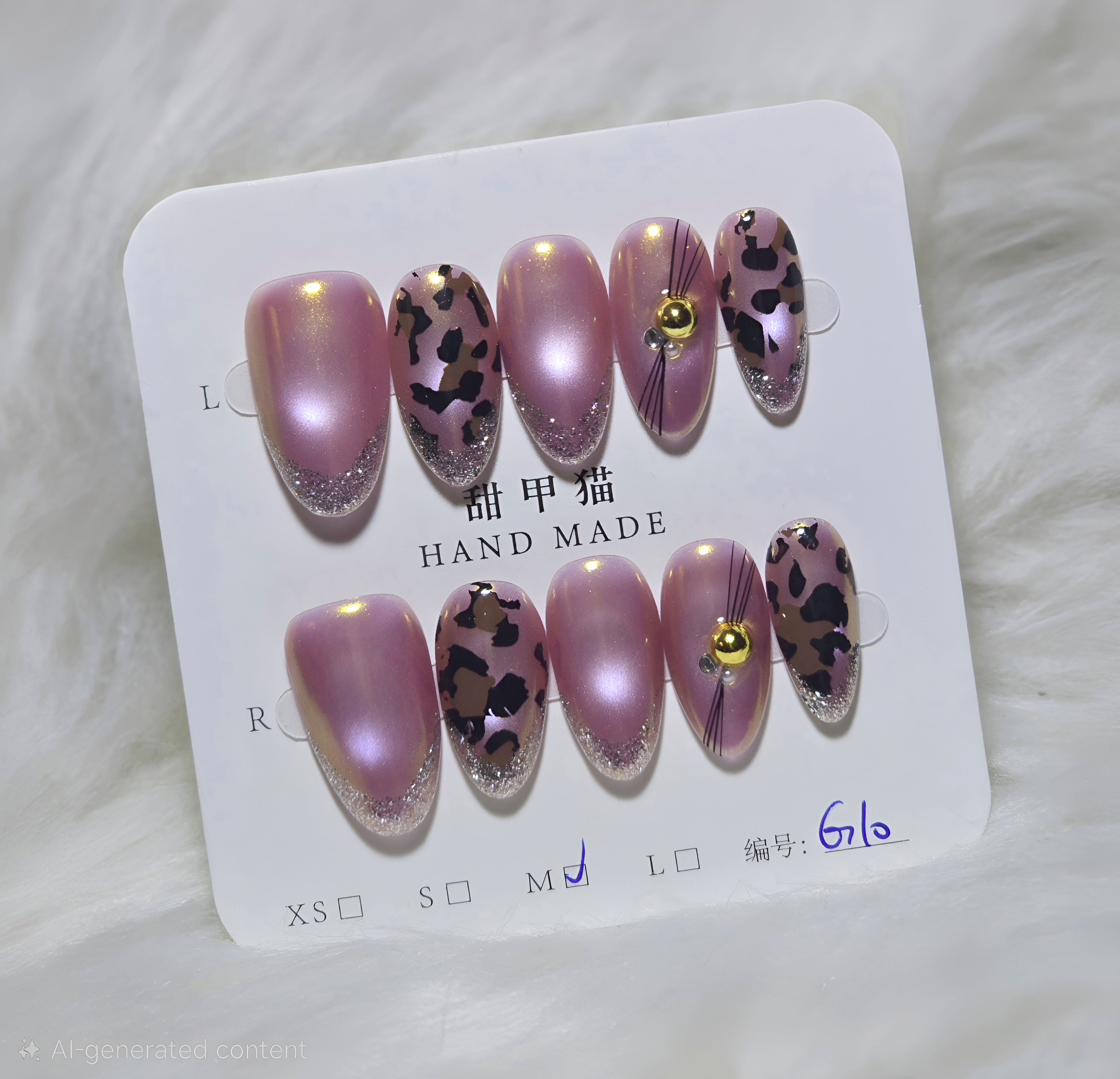 Mauve Leopard Glam Press-On Nail Set