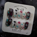 Oval Hello Kitty Winter with Snowflakes & Paws - Press On Nails