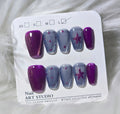 Purple Grey Glitter Star Gem Nails