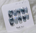 Teal Butterfly Shimmer Press-On Nail Set