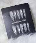 Grey Silver Glitter Swirl Nail Set - Silver Storm