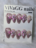 Burgundy Nude Ombre 3D Purple Flower Crystal Water Nail Set - Plum Garden