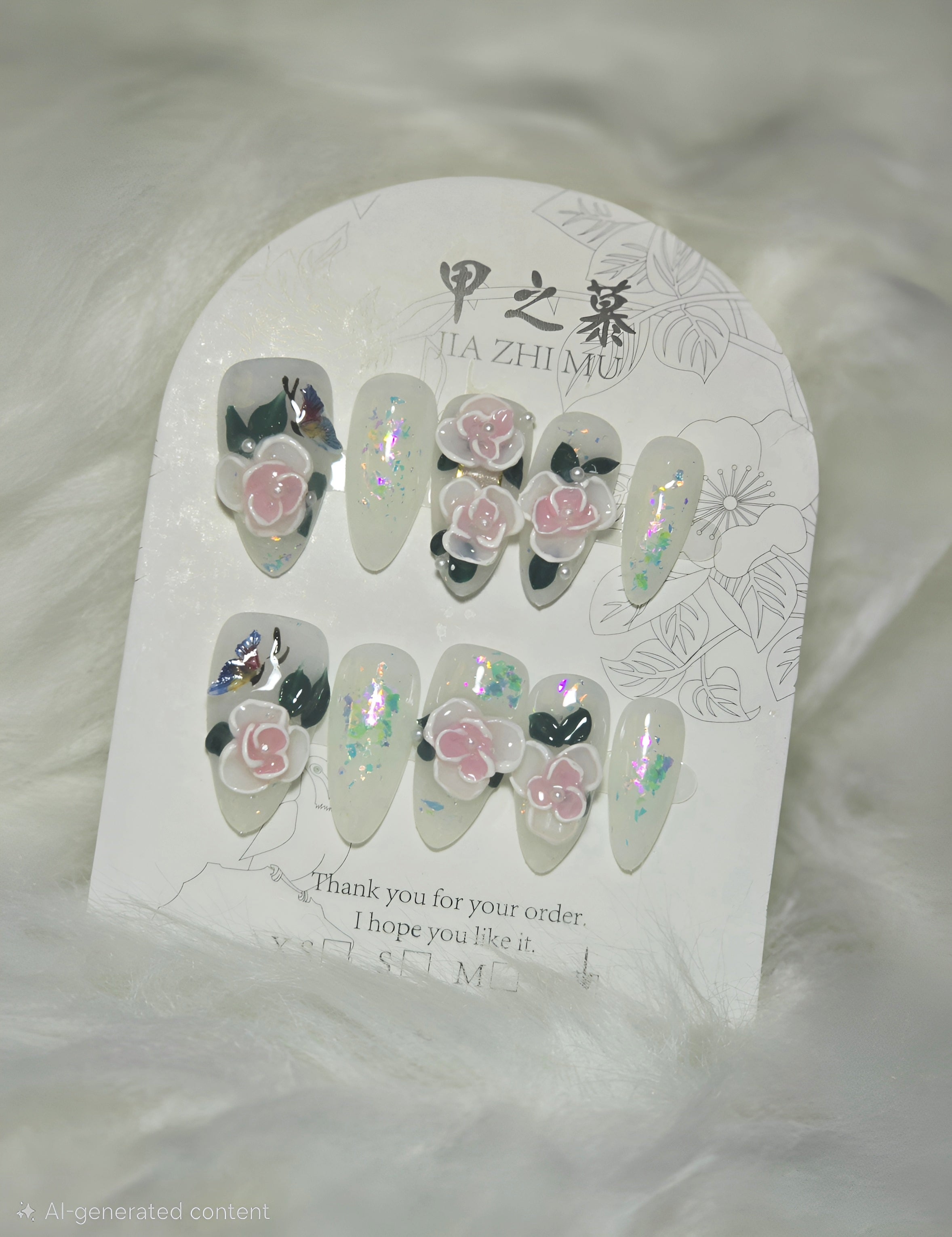 Jia Zhimu Garden Bloom Press-On Nail Set
