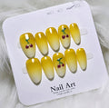 Yellow Ombre Cherry Nails - Medium