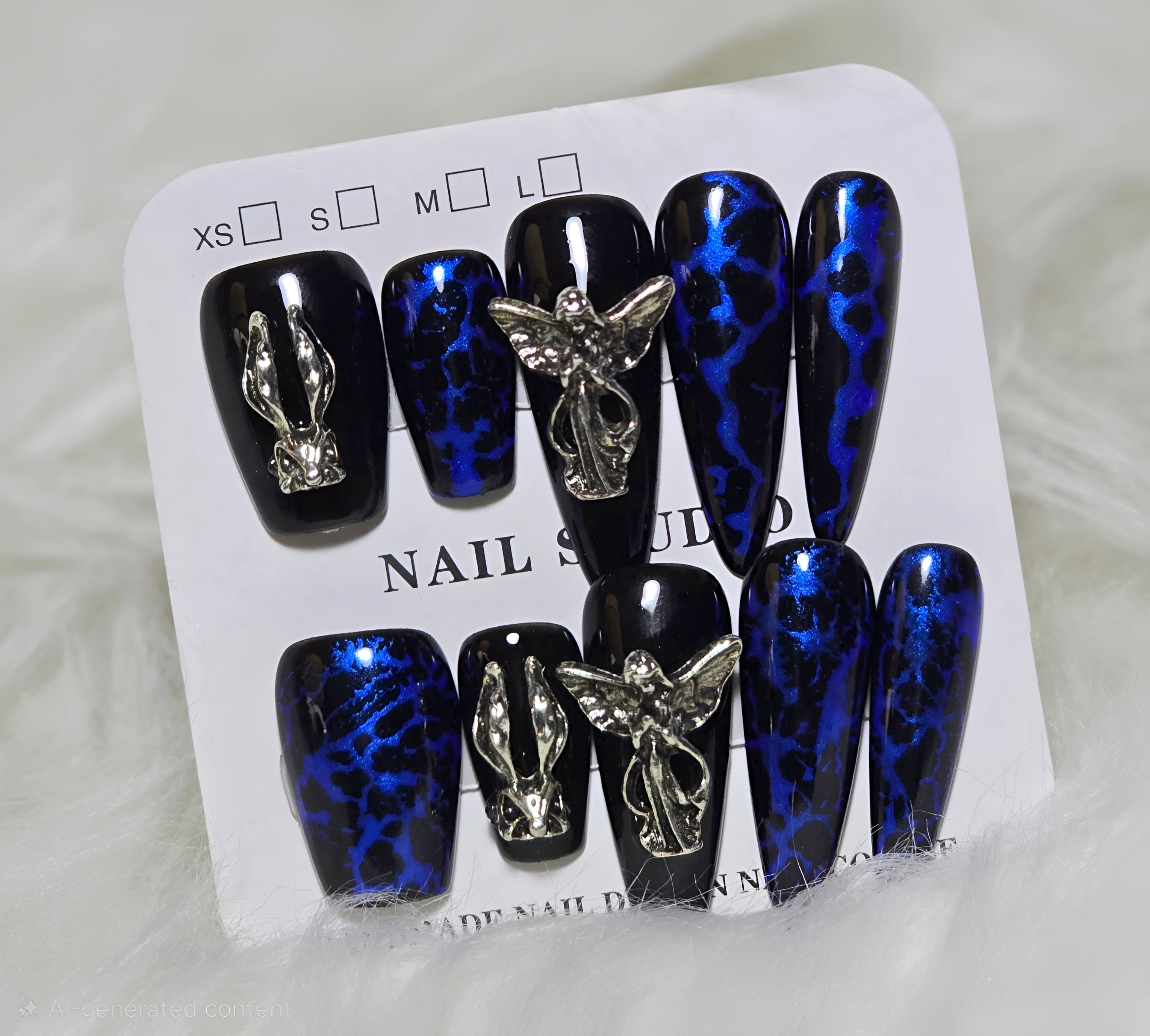 Blue Flame Angel Nails