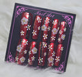 Burgundy Red Glitter Daisy Flower Nails