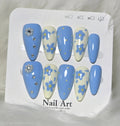 Blue Daisy Bloom Press-On Nail Set