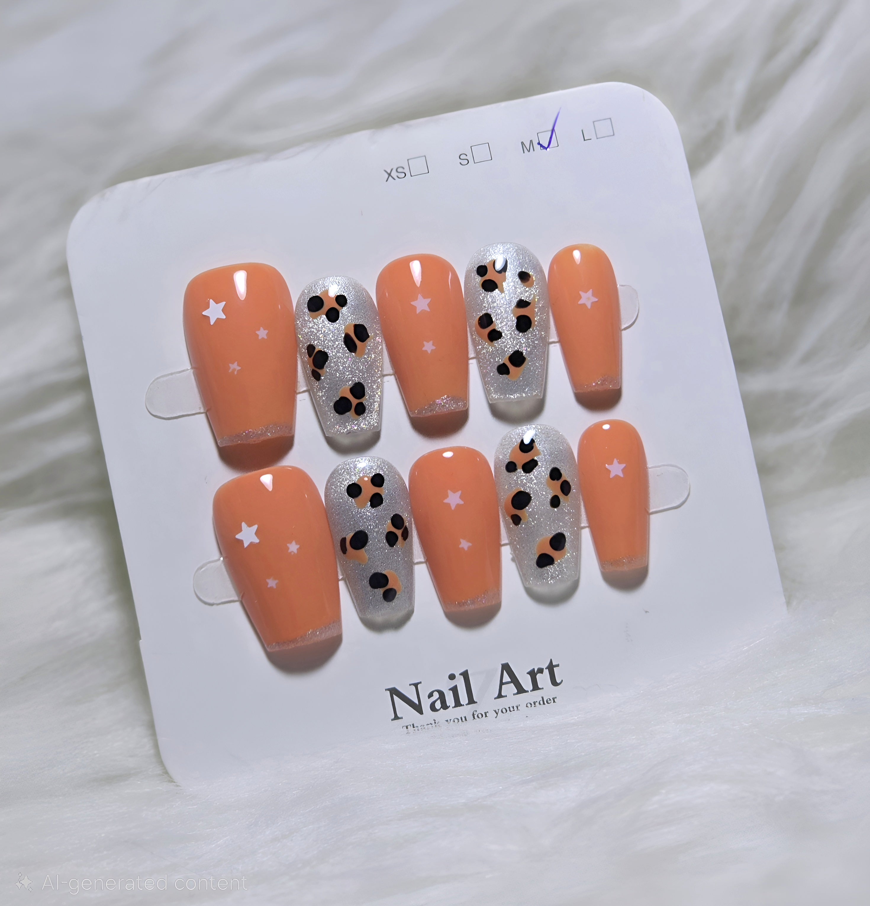 Peachy Leopard Nails