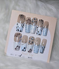 Grey Silver Glitter Star Saturn Ring Nail Set - Cosmic Galaxy