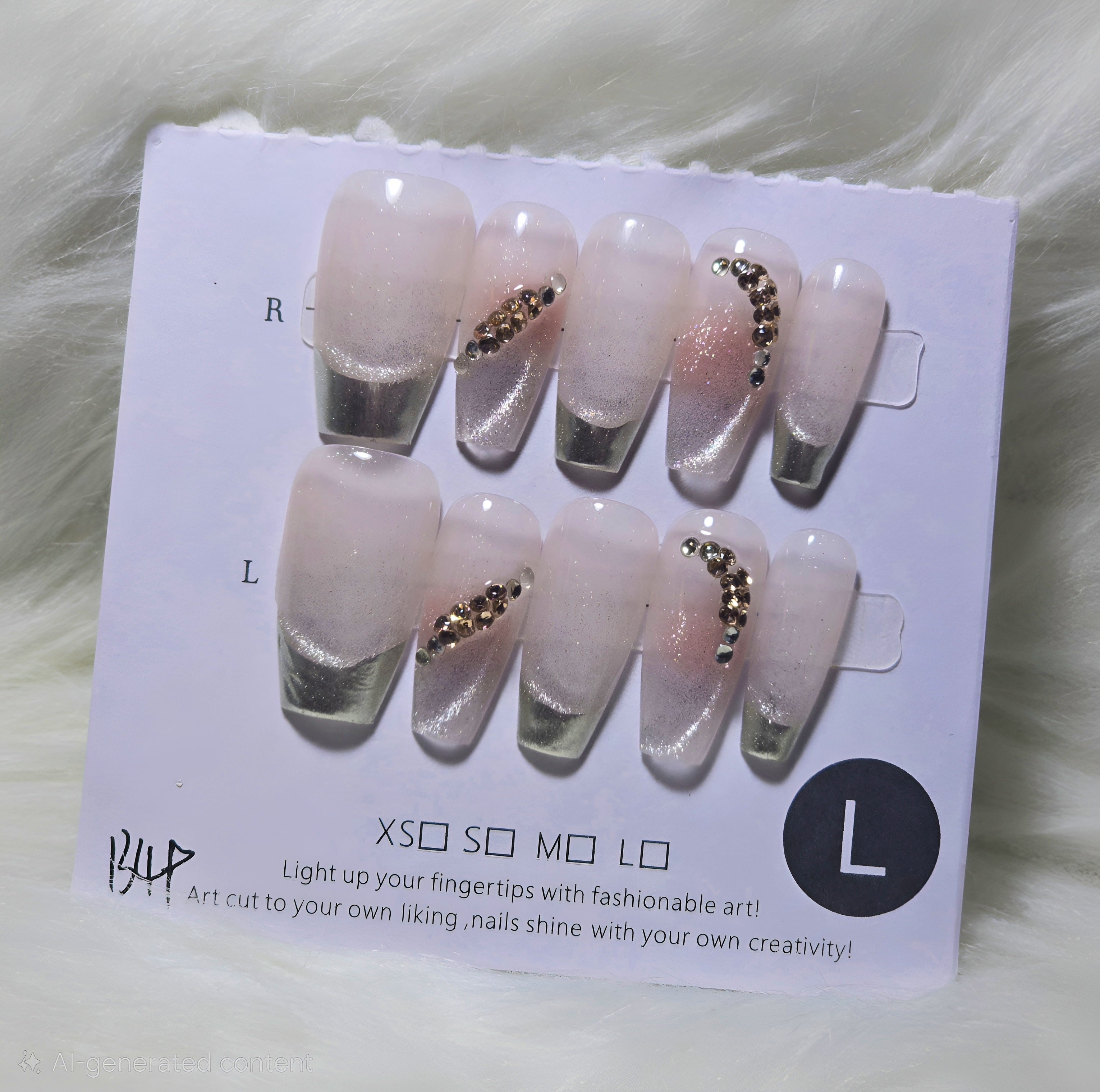 Pink Glitter Gem Press-On Nail Set