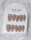 Nude Silver Foil Flake Nail Set - Silver Dust